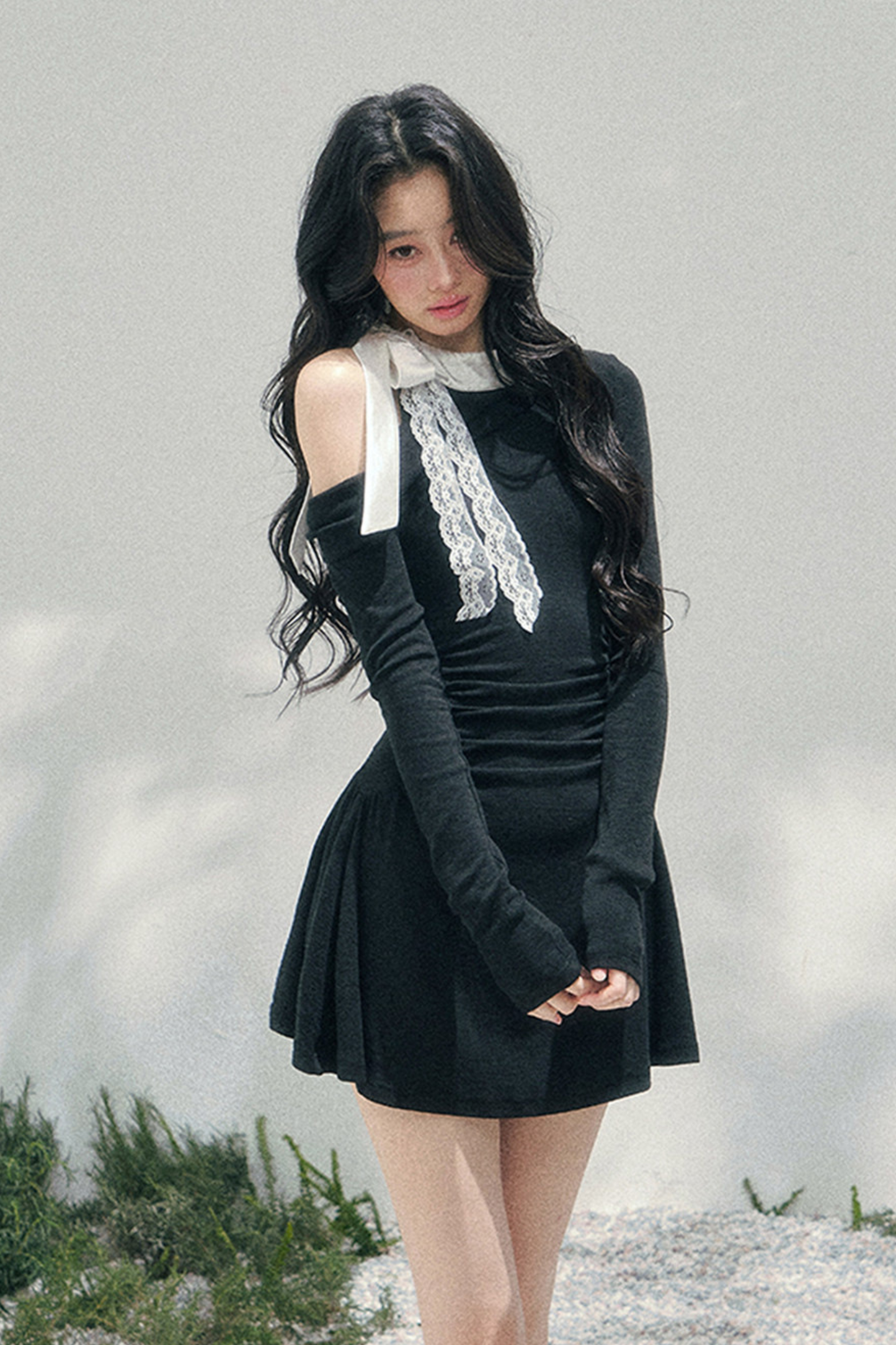 French Lace Off-Shoulder Dress