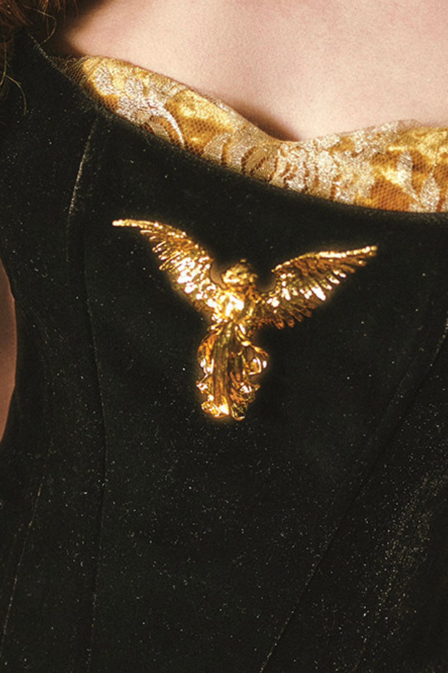 Golden Eagle Lace Corset Top + Skirt + Brooch