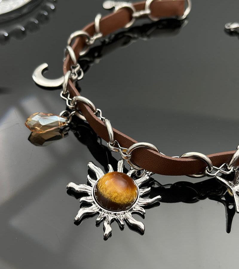 Retro Sun Leather Necklace