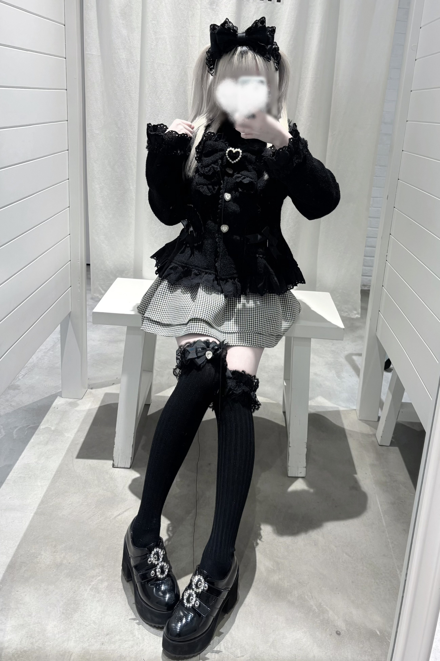 Lace Ribbon Slim Sweet Coat