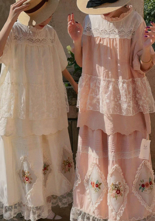 Sweet Style Lace Patchwork Embroidery Skirt
