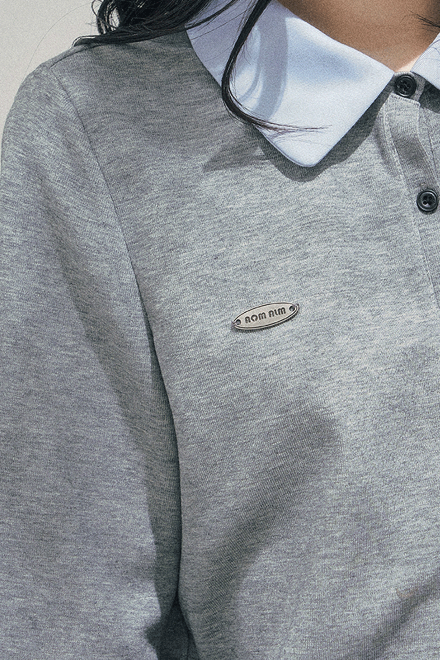 French Faux Two-Piece Polo Sweater