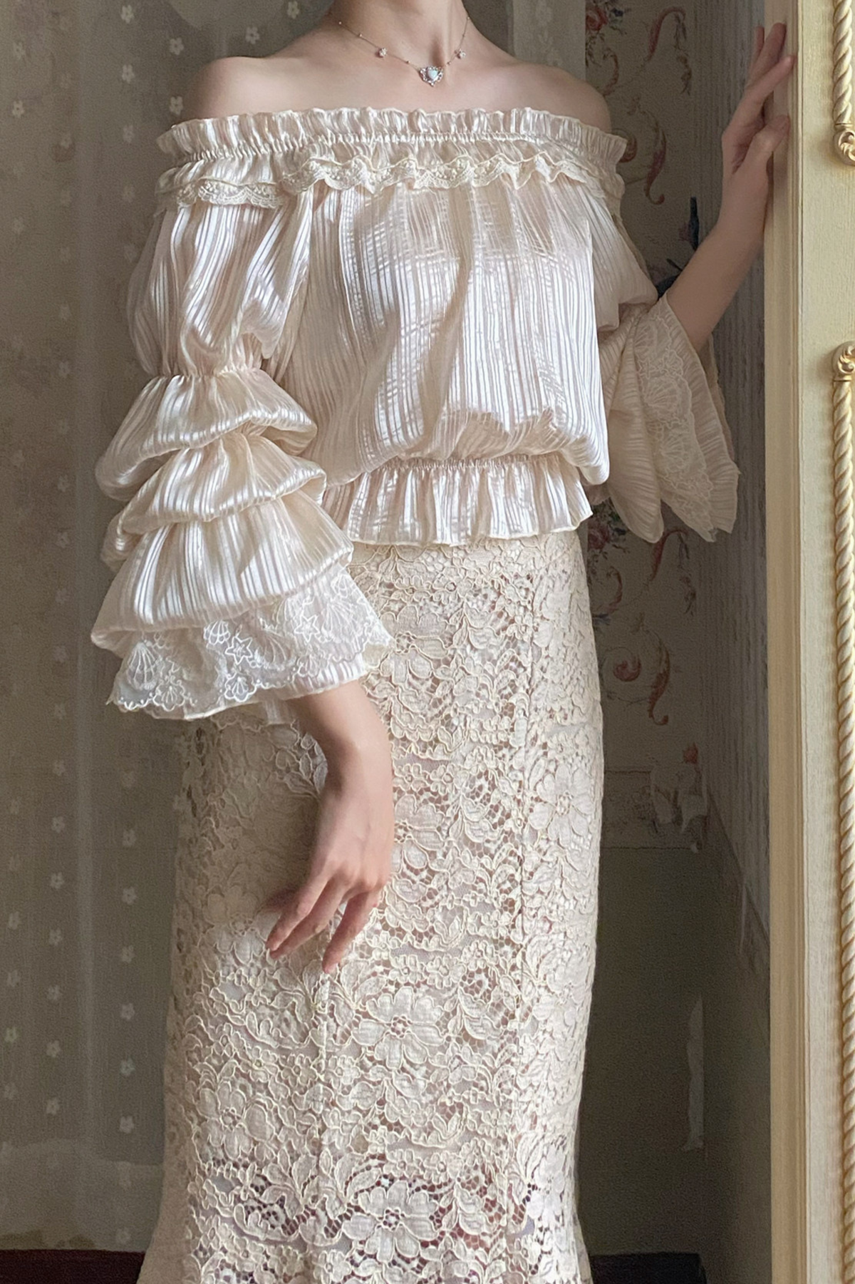 Chiffon Off-Shoulder Sheer Top