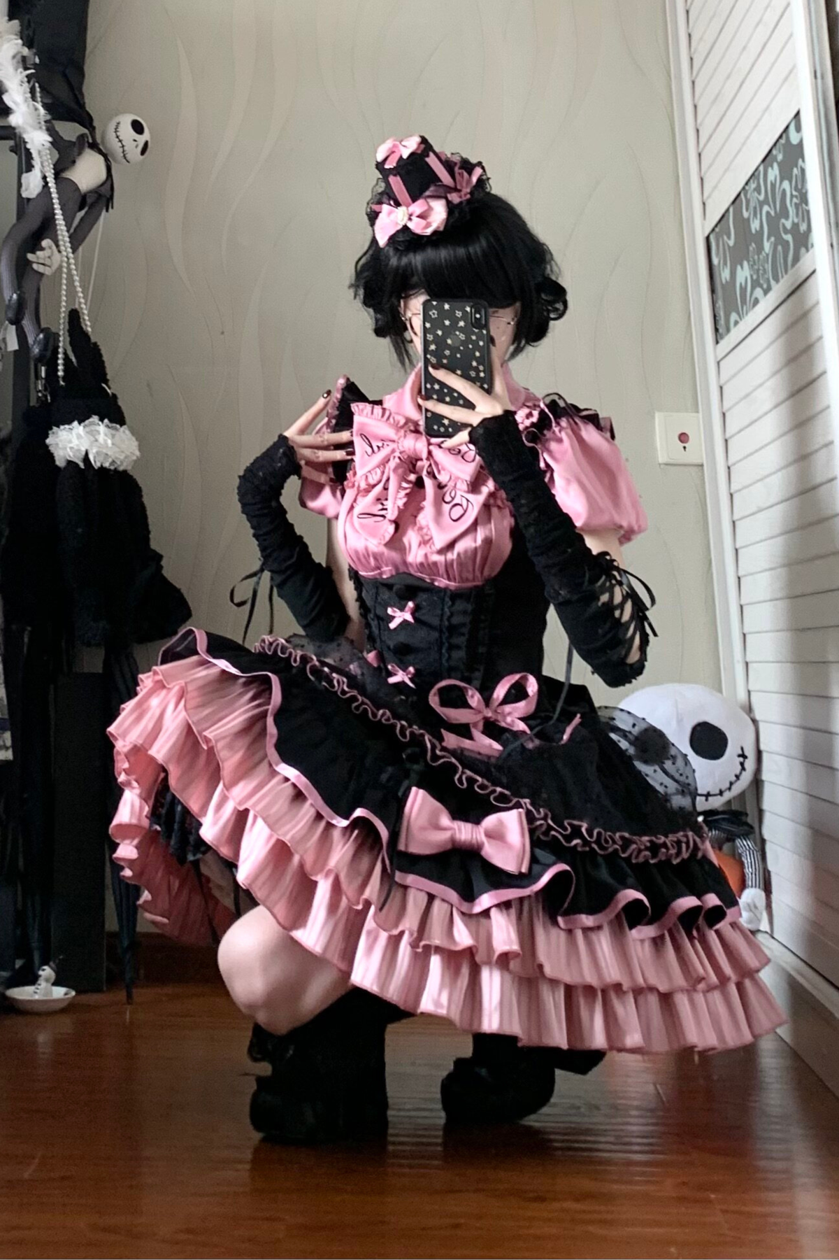 【Pre-order until March 10】Candy Heartbeat Lolita Shirt + Jumper Skirt + Hat + Ribbon