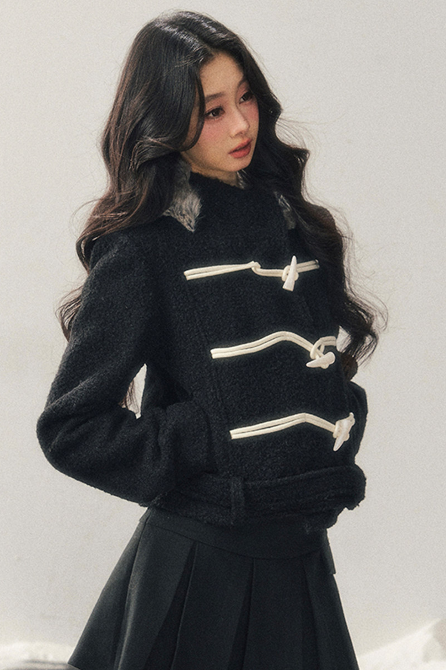 Horn Button Hooded Coat