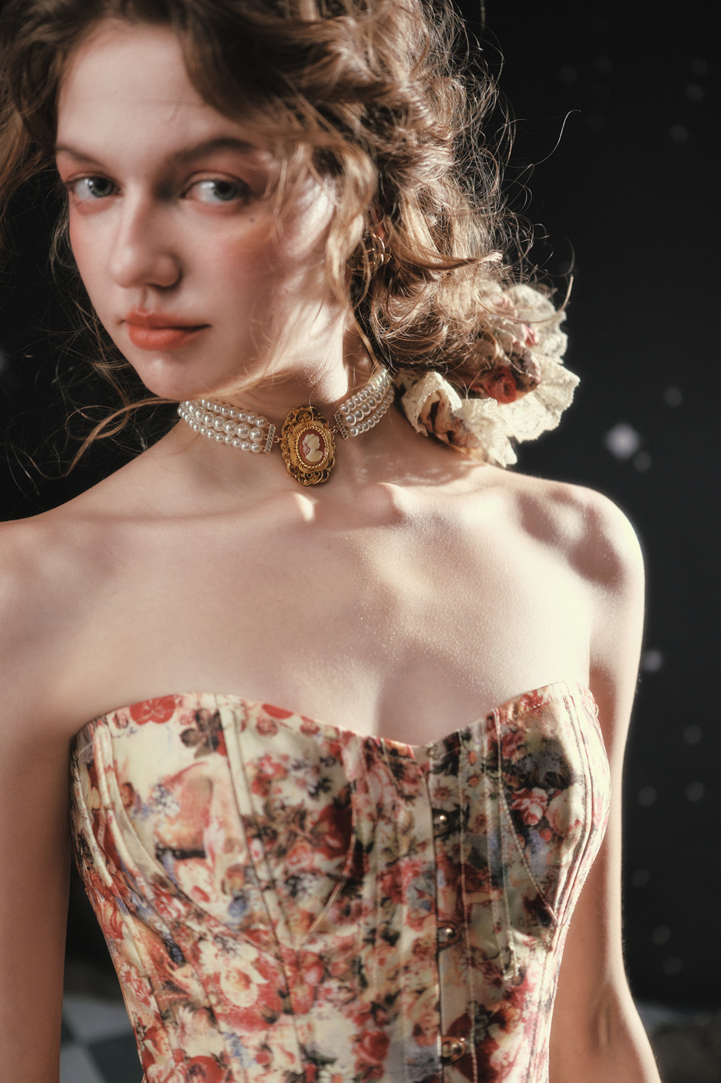 Antique Corset Top + Satin Flare Skirt