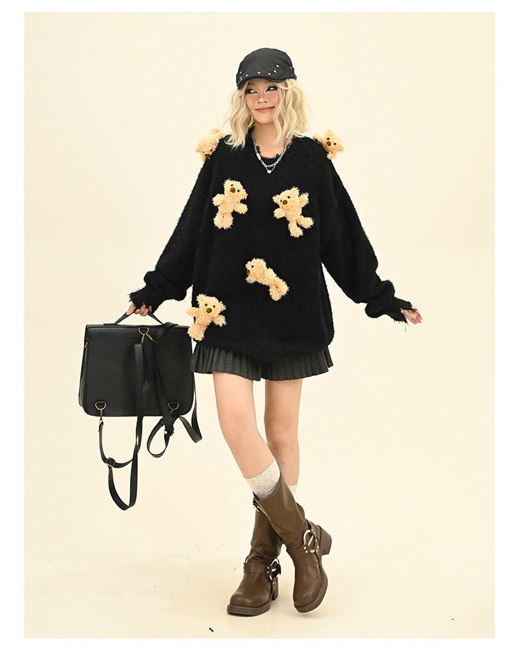 Fun Bear Round Neck Sweater