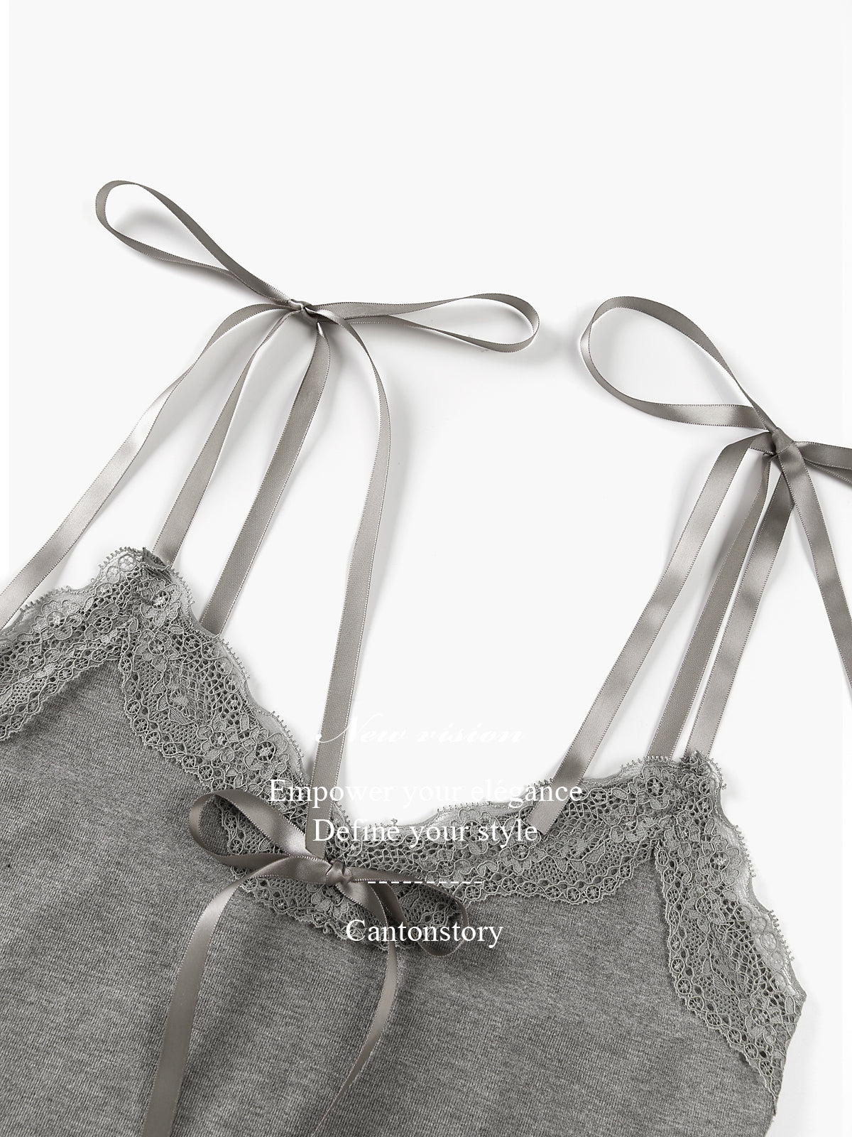Lace Bow Straps V-neck T-shirt