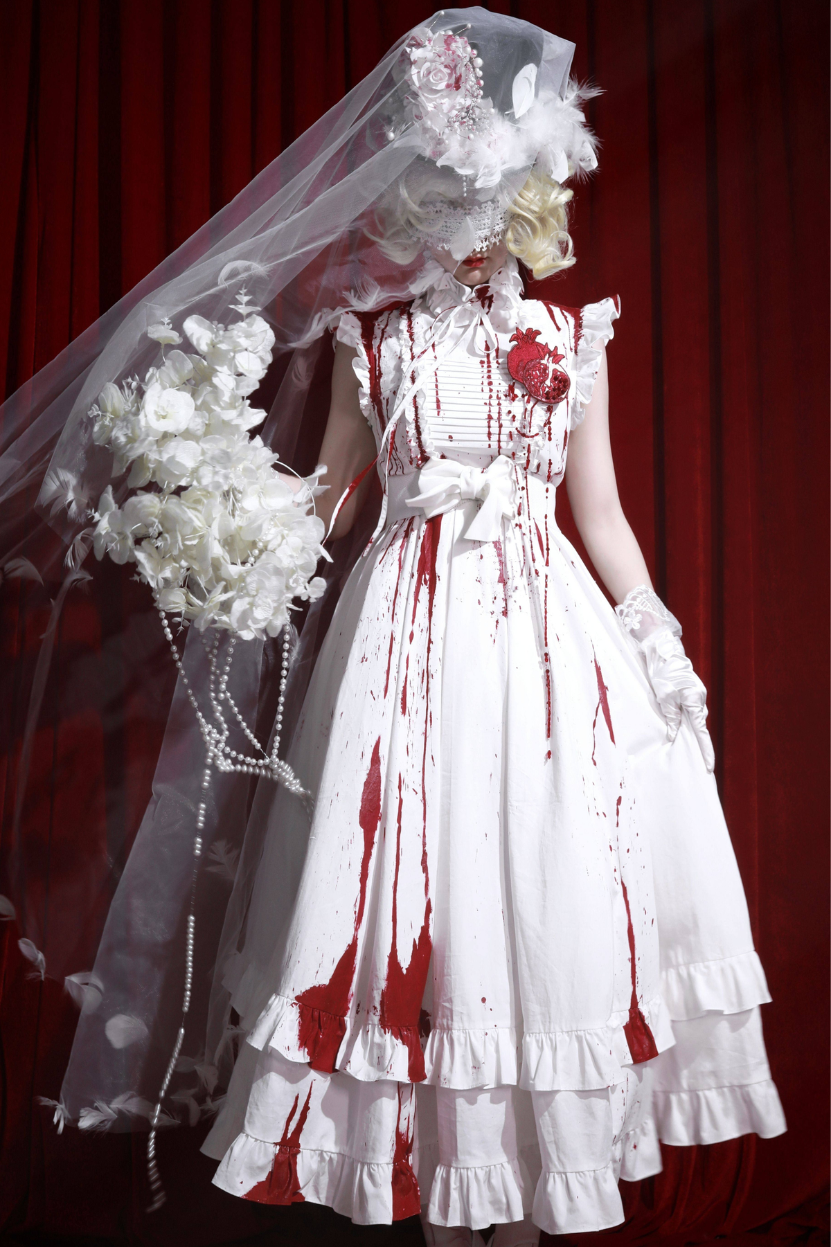 Pure Blood Lolita Dress + Headband + Brooch + Hat