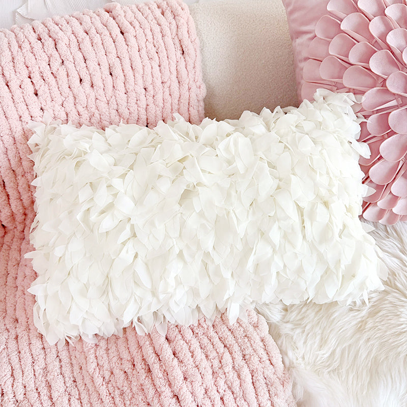 cream style pink flower pillow