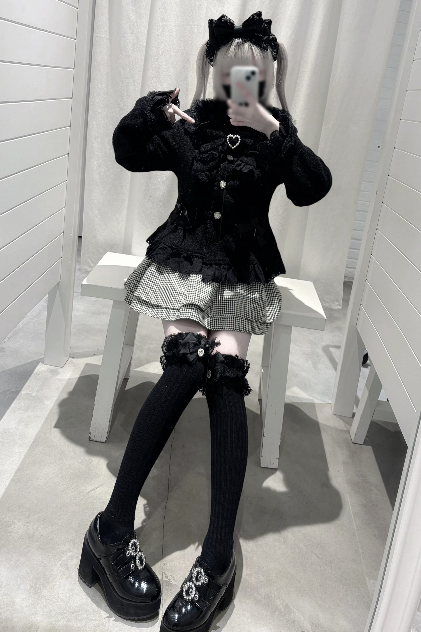 Lace Ribbon Slim Sweet Coat