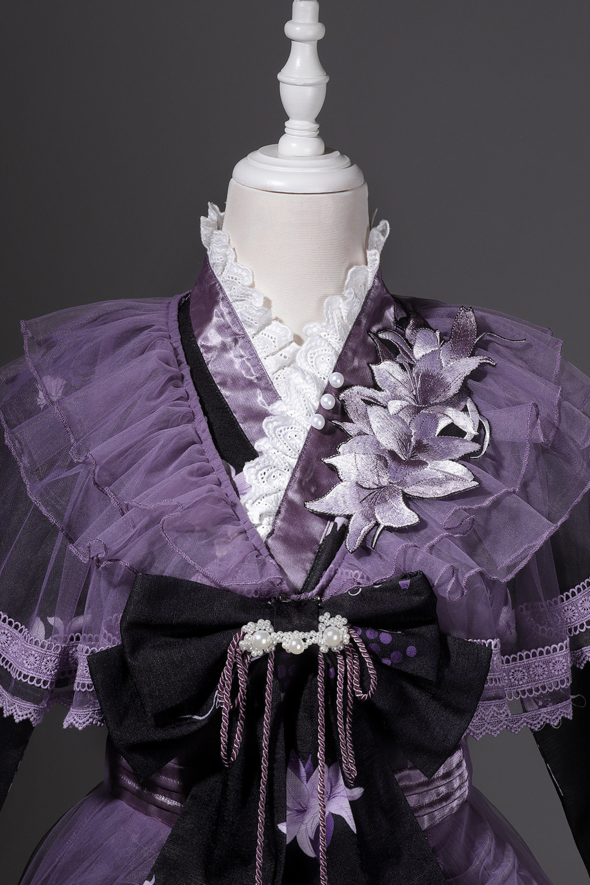 Purple Silk Cross Collar Dress
