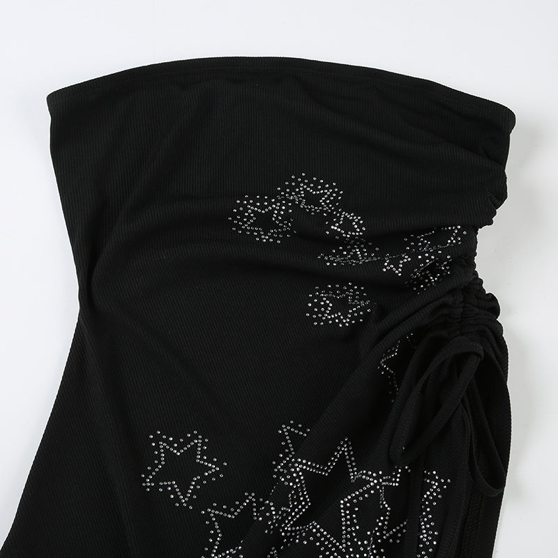 Y2K Stars Rhinestoned Irregular Top