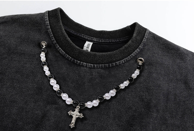 Goth Distressed Cross Grunge Sweatshirt