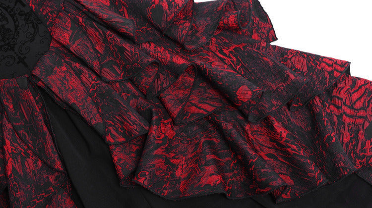 Gothic Black and Red Jacquard Palace Dress