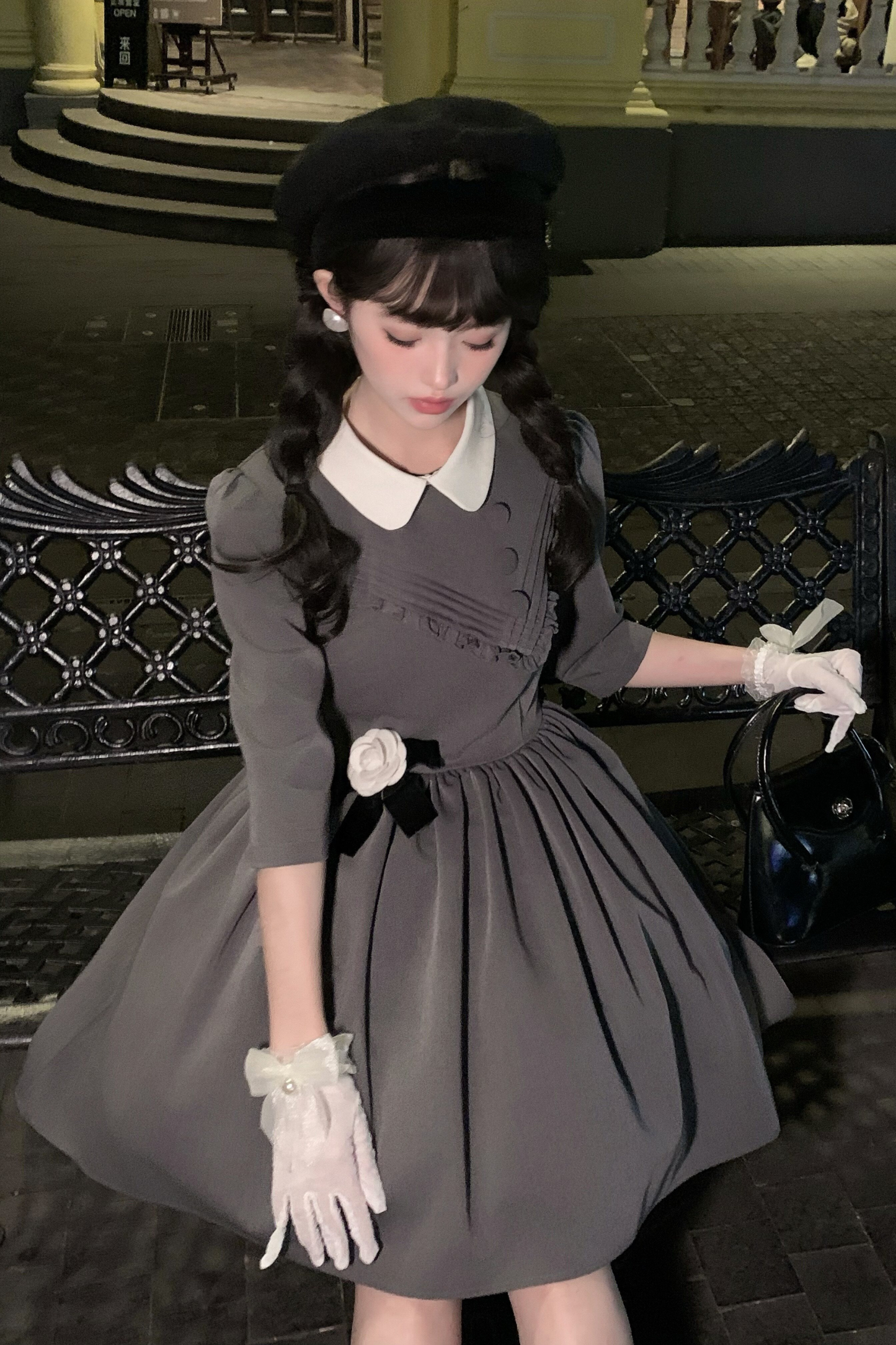 Retro Preppy Mid-Sleeve Lolita Dress