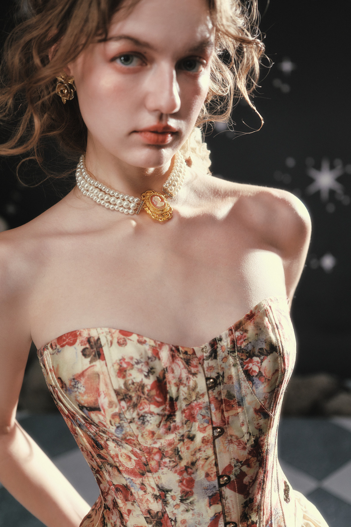 Antique Corset Top + Satin Flare Skirt