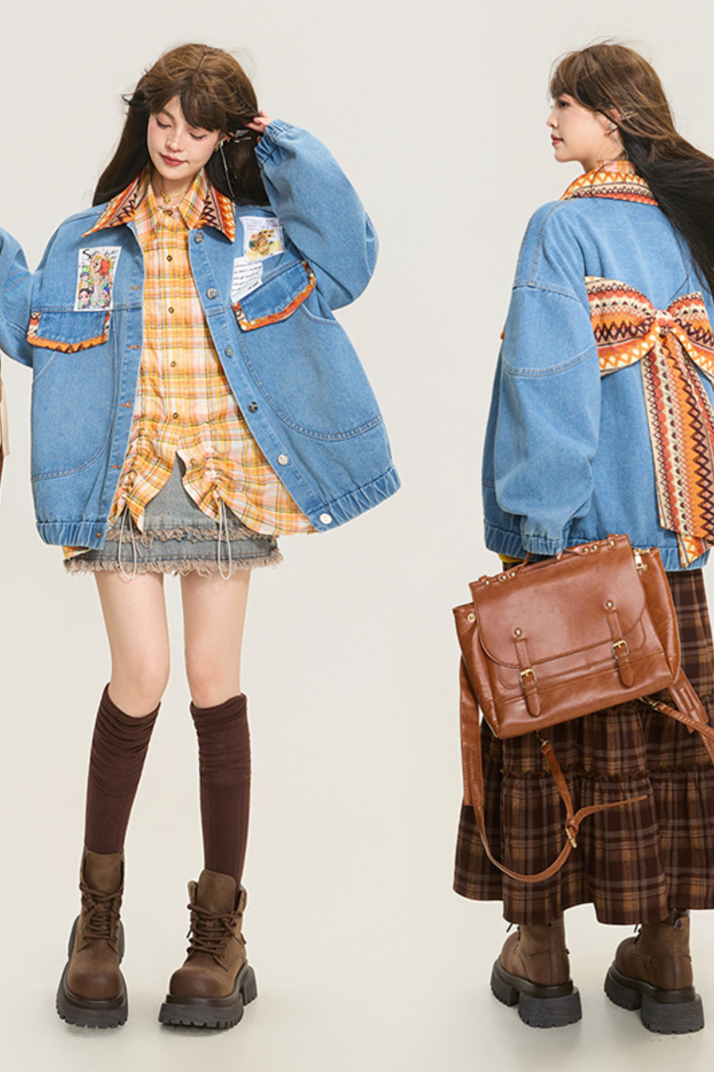 Back Ribbon Loose Denim Jacket