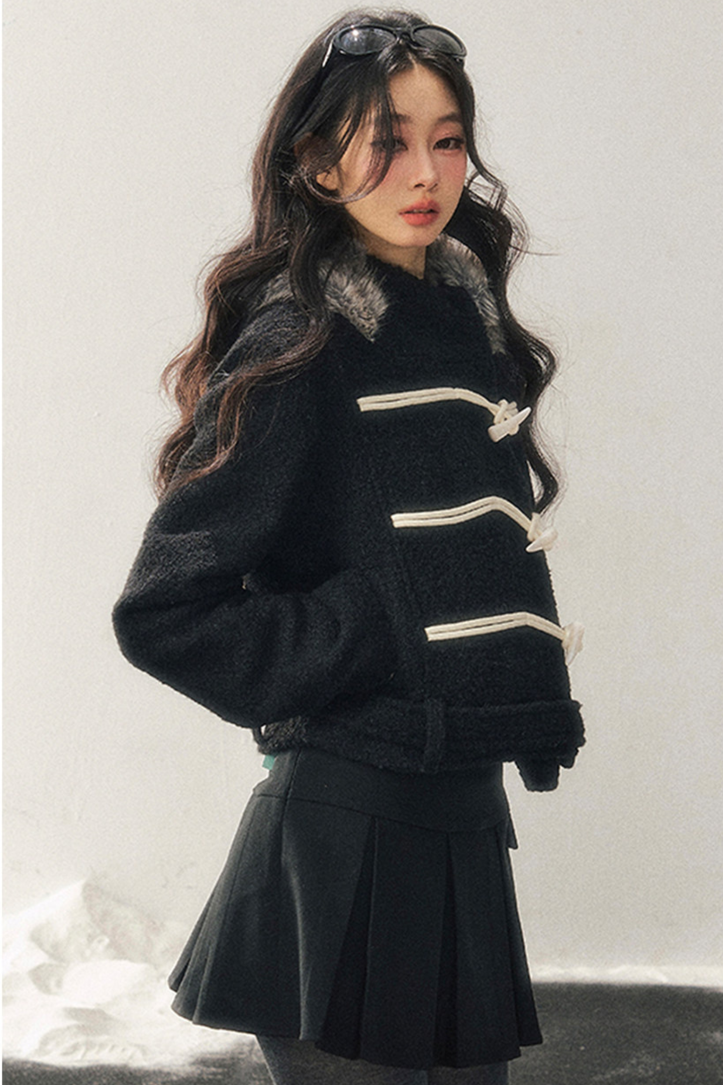 Horn Button Hooded Coat