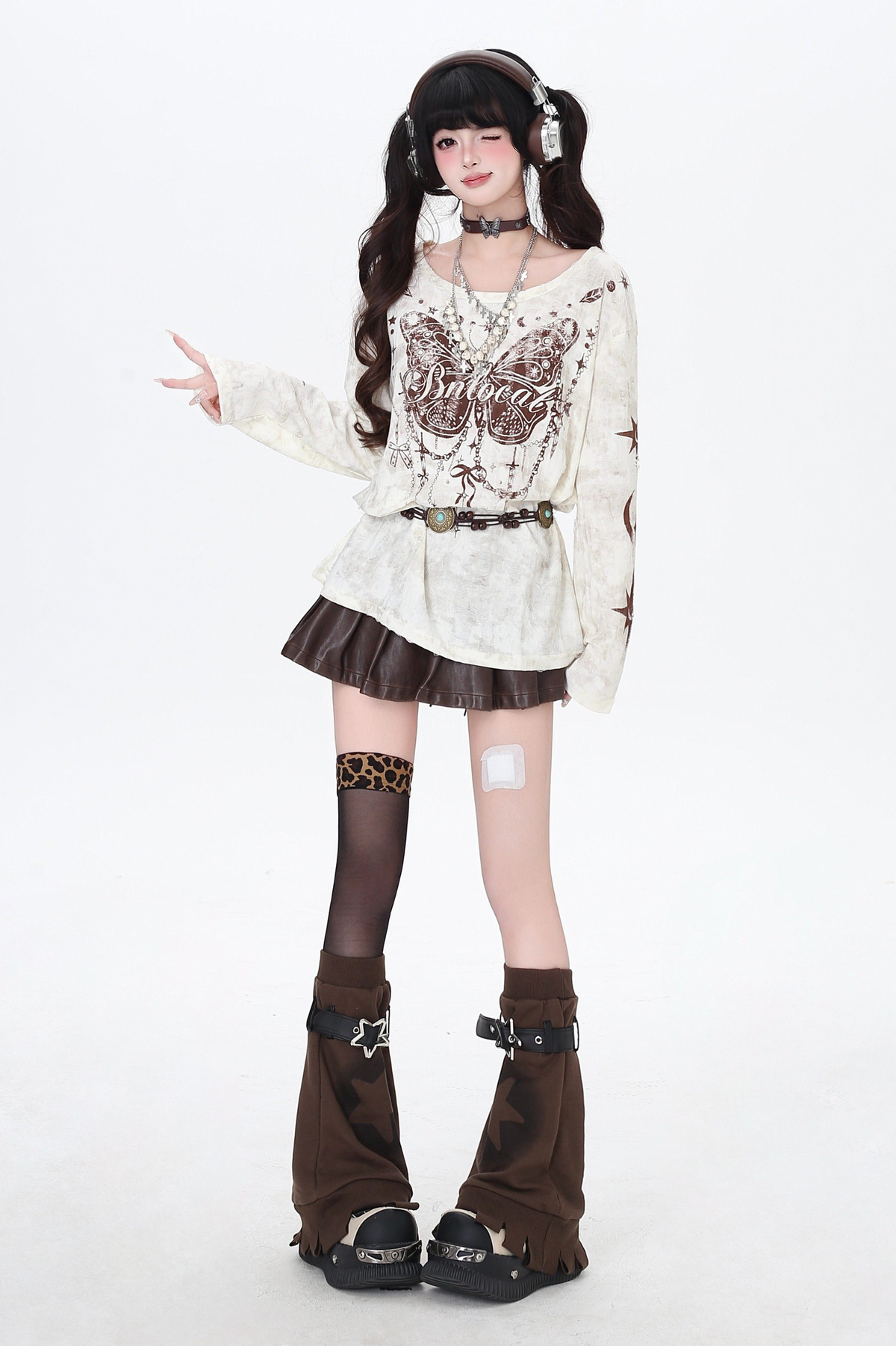 Butterfly Print Ripped Cover-Up Top