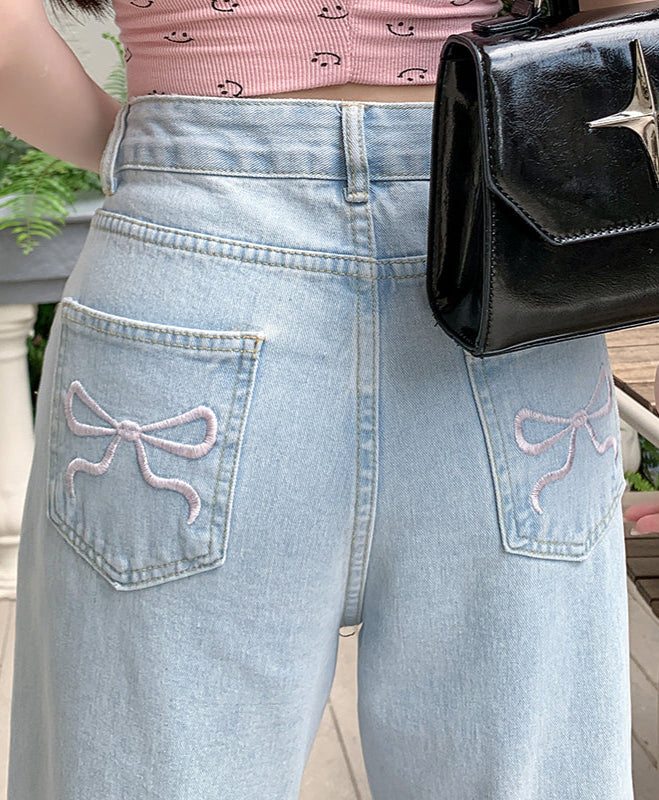 Coquette Bow Embroidered Jeans