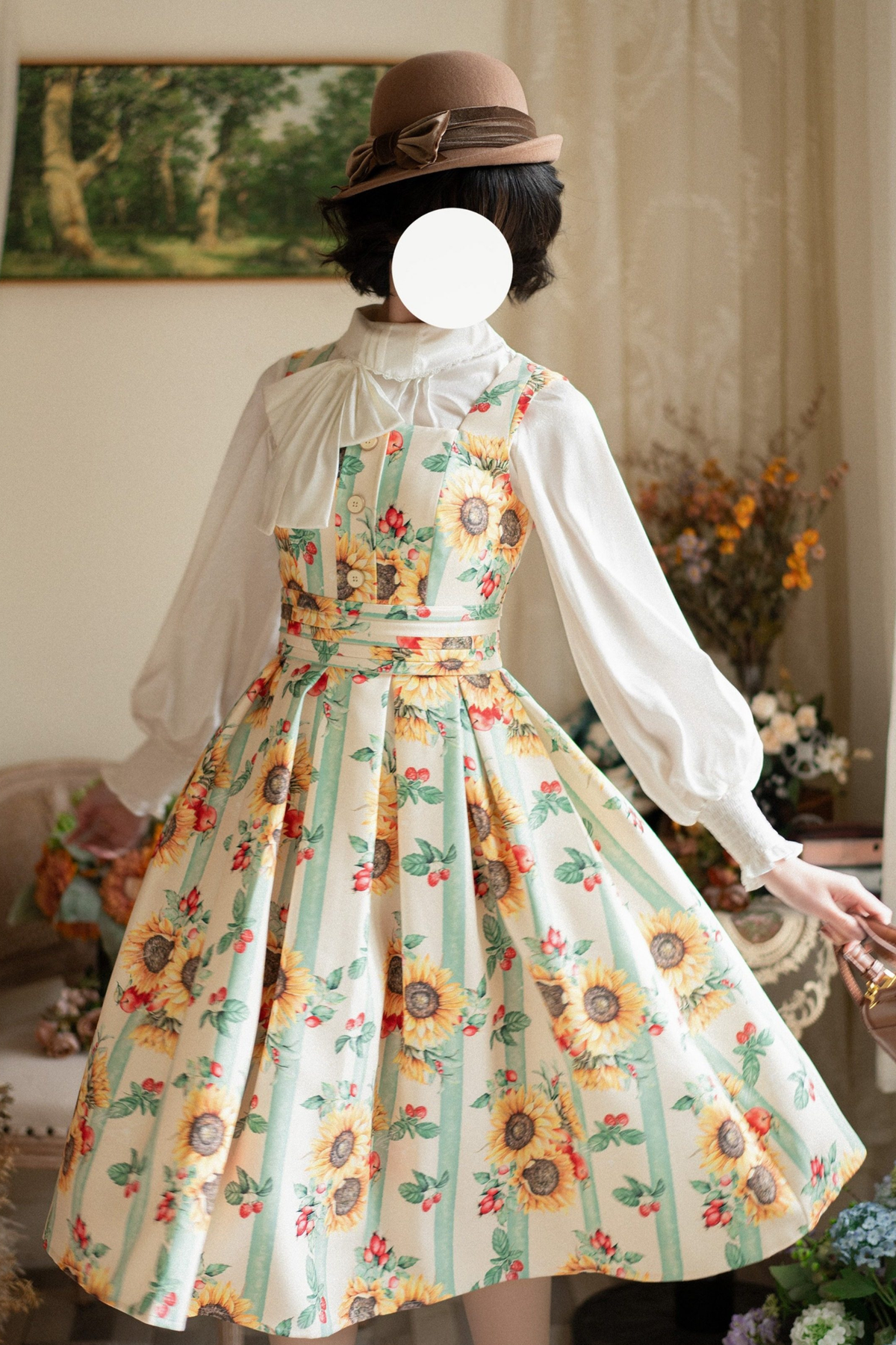 Floral Retro Sleeveless Dress + Shirt