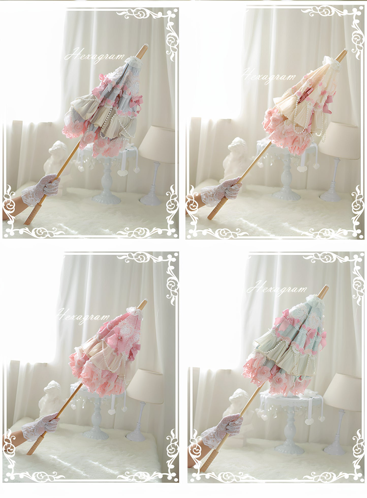 Antique cake six-pointed star lolita lace umbrella