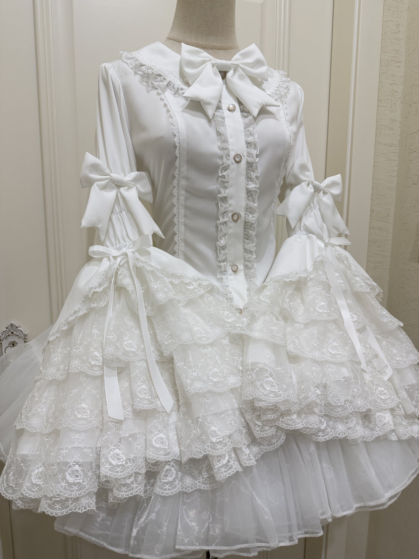 Ruffled Lace Bow Coquette Shirt