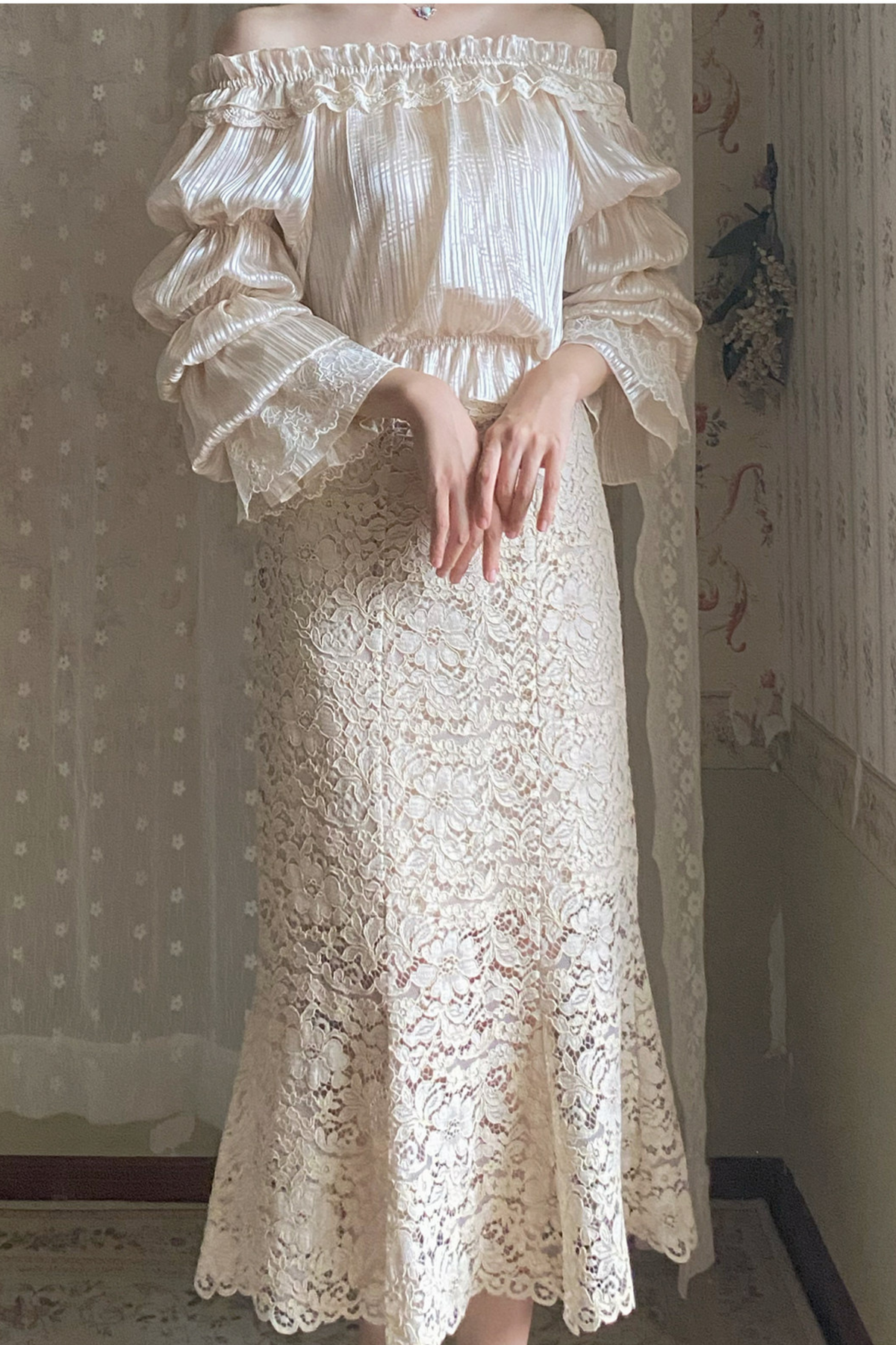 Chiffon Off-Shoulder Sheer Top