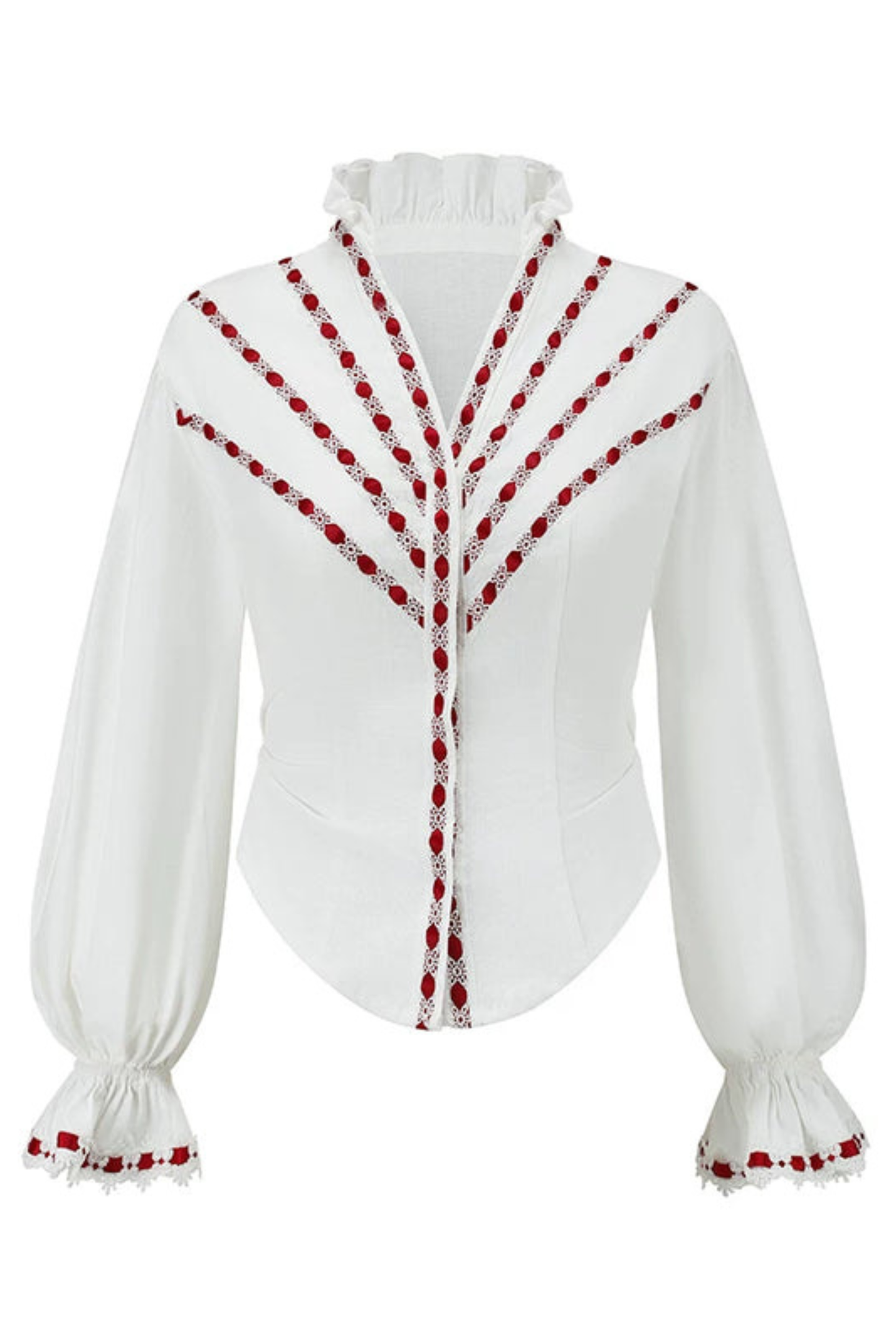 Lace Maid Retro Red Suspender Dress + Blouse