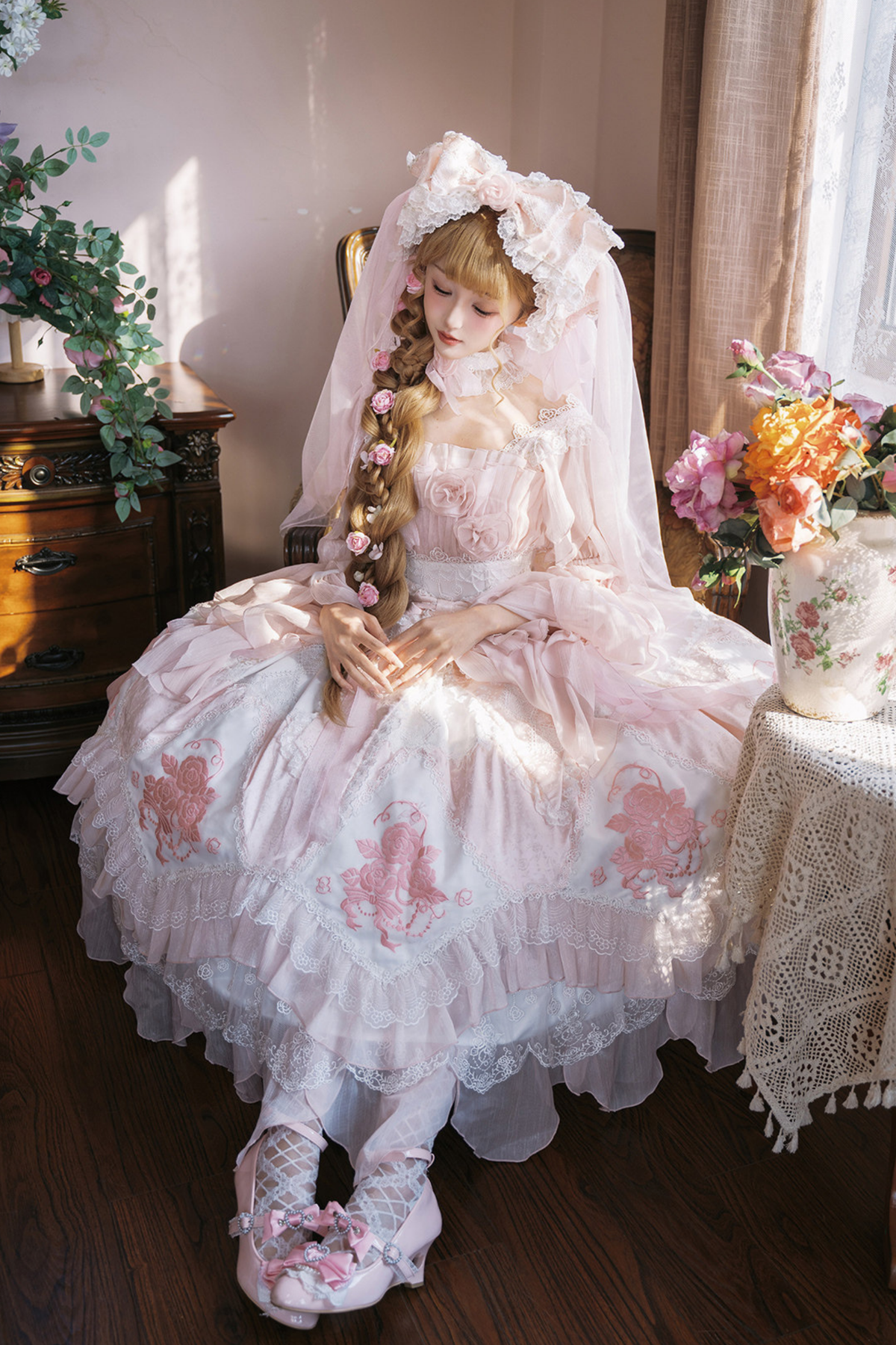 Fairy Princess Lolita Jumper Skirt + Hair Accessories + Sleeves