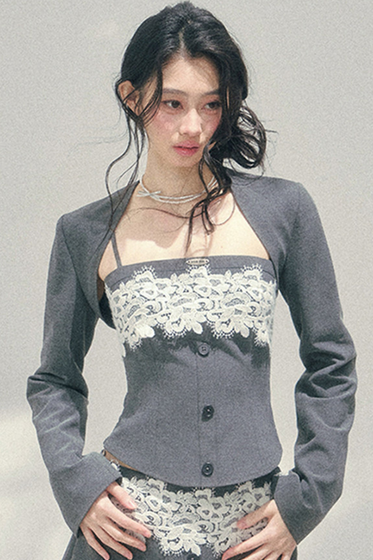 Elegant Lace Camisole Top + Shawl + Culottes