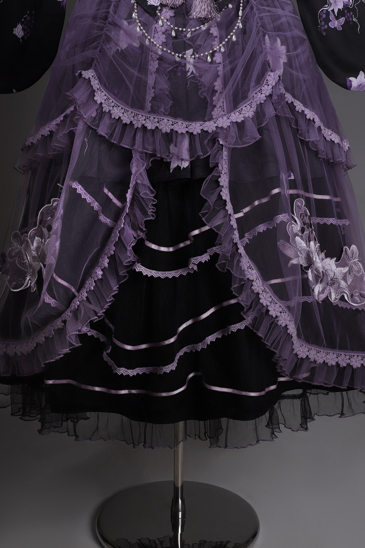 Purple Silk Cross Collar Dress