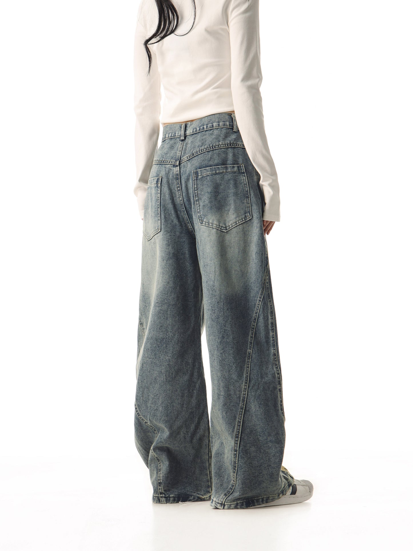 retro leopard print scimitar jeans