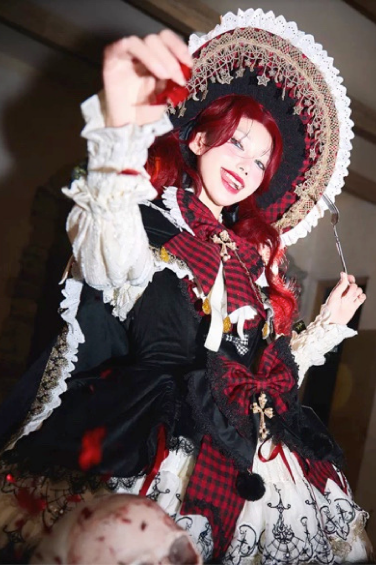 [Pre-order] Element Lolita Jumper Skirt + Inner Top + Cape + Big Ribbon + Hat