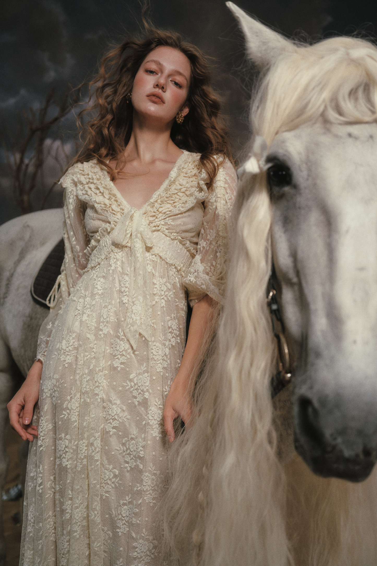 Western Lace Long Dress + Corset