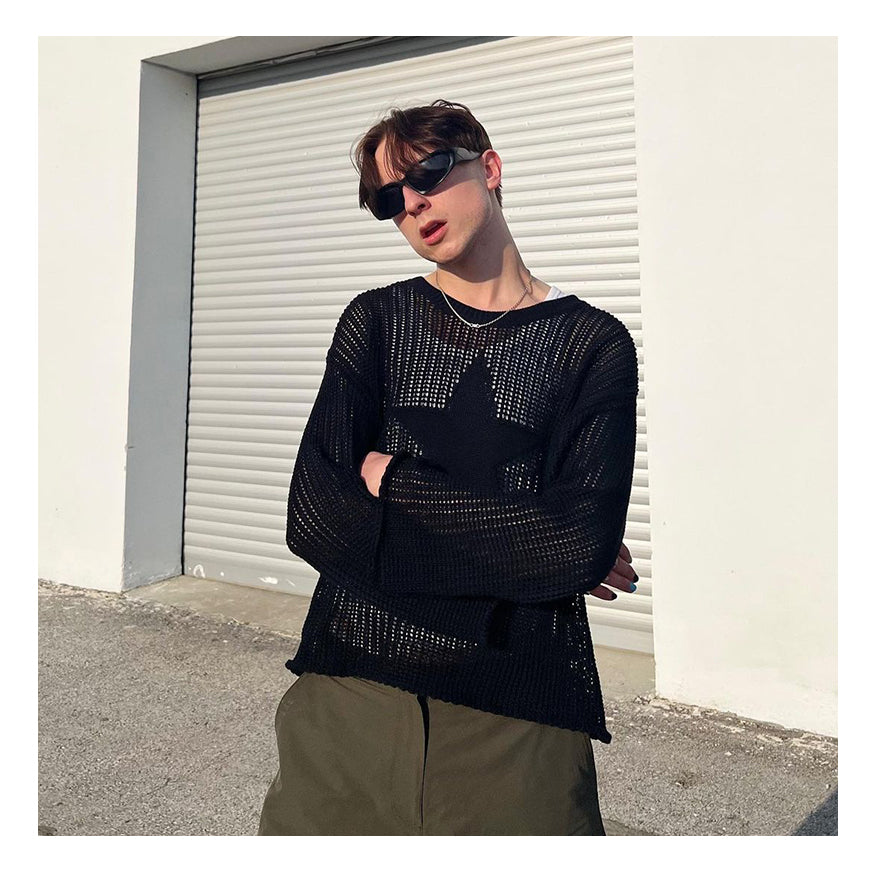 Y2K Star Hollow Knitted Blouse