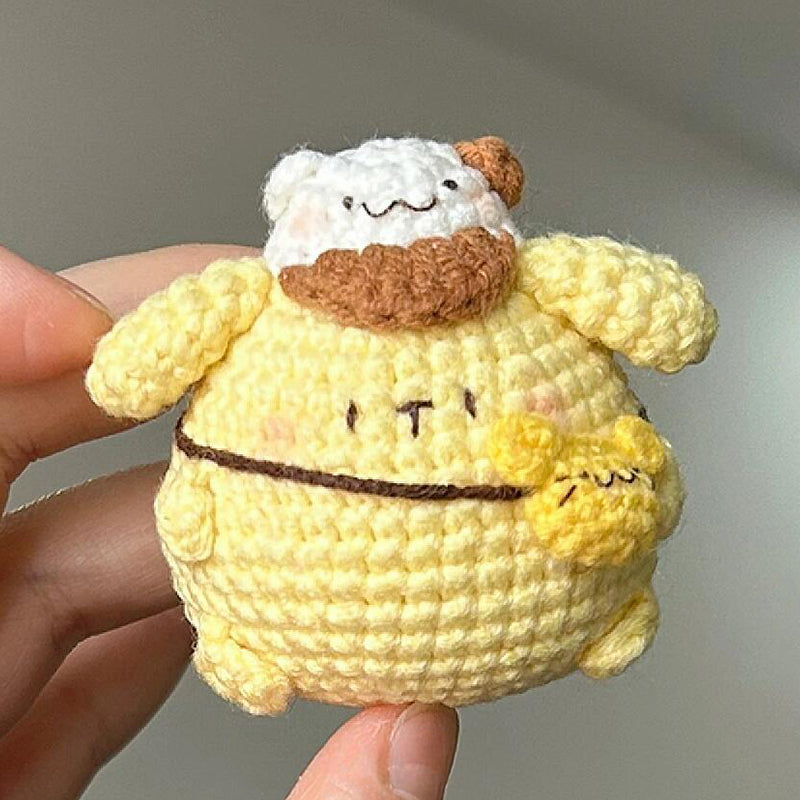 diy wool Mini kitty cat flowerpot keychain