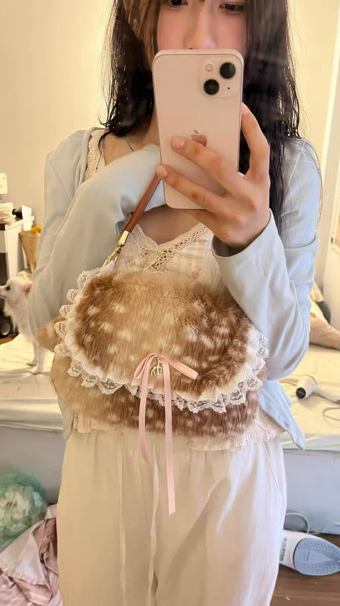 Homemade furry deer bag