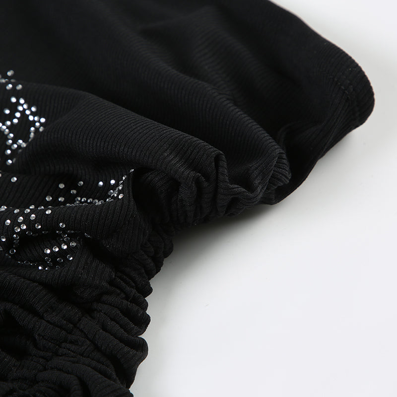 Y2K Stars Rhinestoned Irregular Top