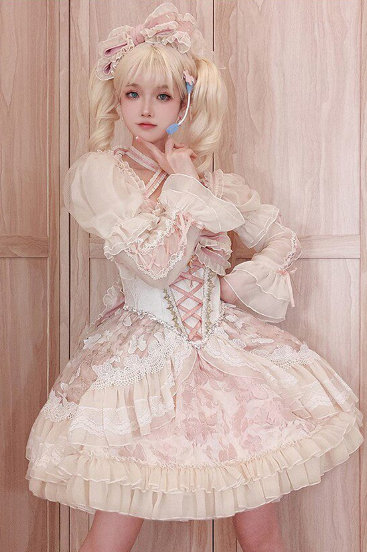 Sweet Baroque Lolita Dress + Veil + Ribbon + Headband + Tail + Sleeves