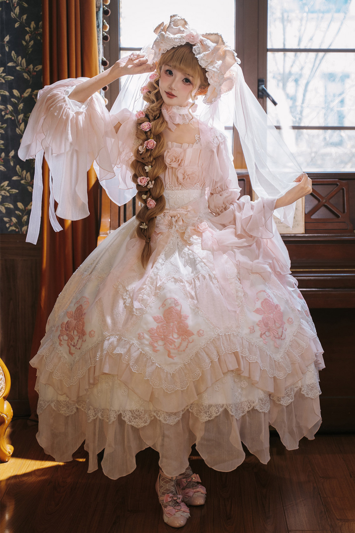 Fairy Princess Lolita Jumper Skirt + Hair Accessories + Sleeves