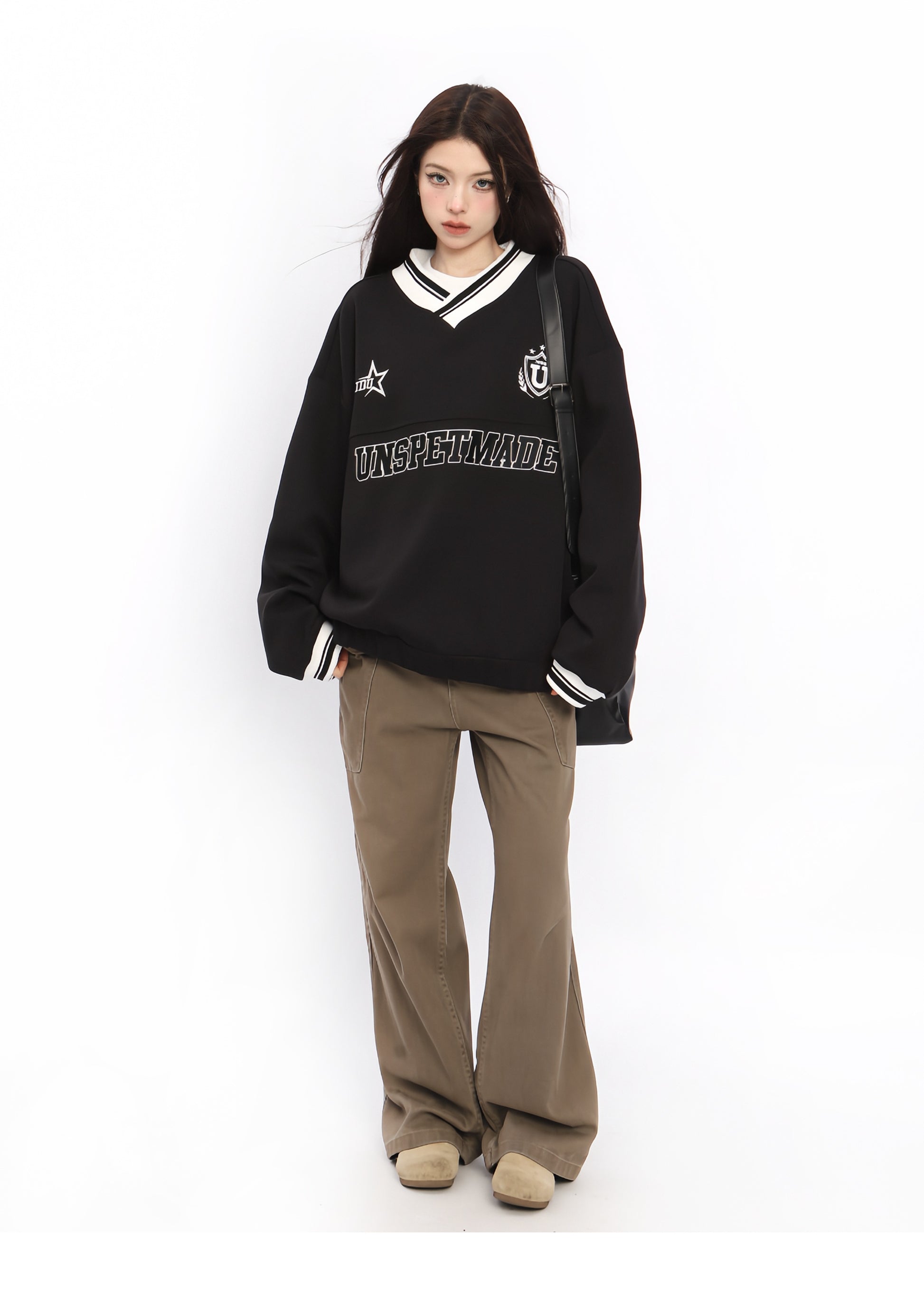 Retro Letter Embroidery Sweatshirt