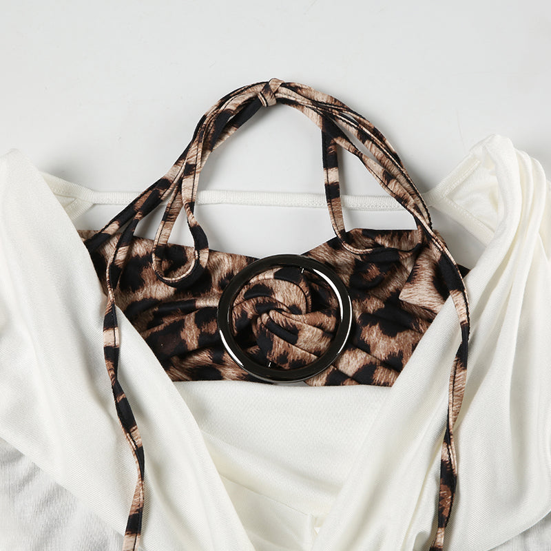 Y2K Pile Collar Leopard Long-sleeved Top