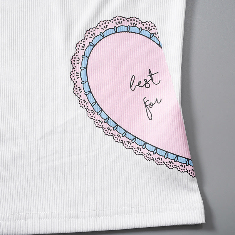 Half Heart Printed Top
