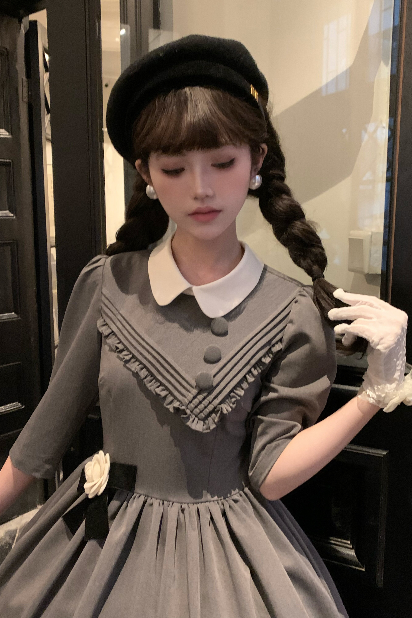 Retro Preppy Mid-Sleeve Lolita Dress