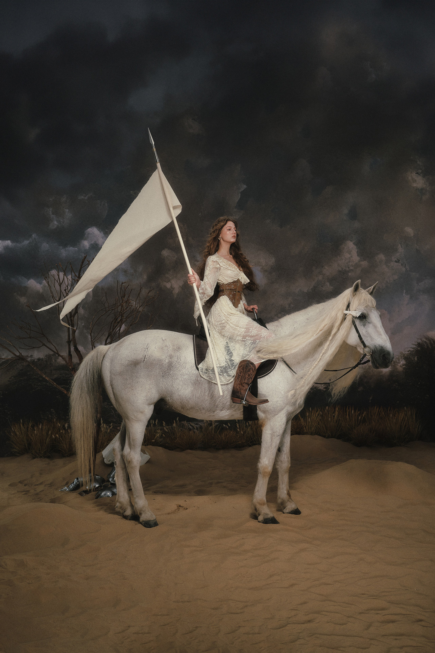 Western Lace Long Dress + Corset