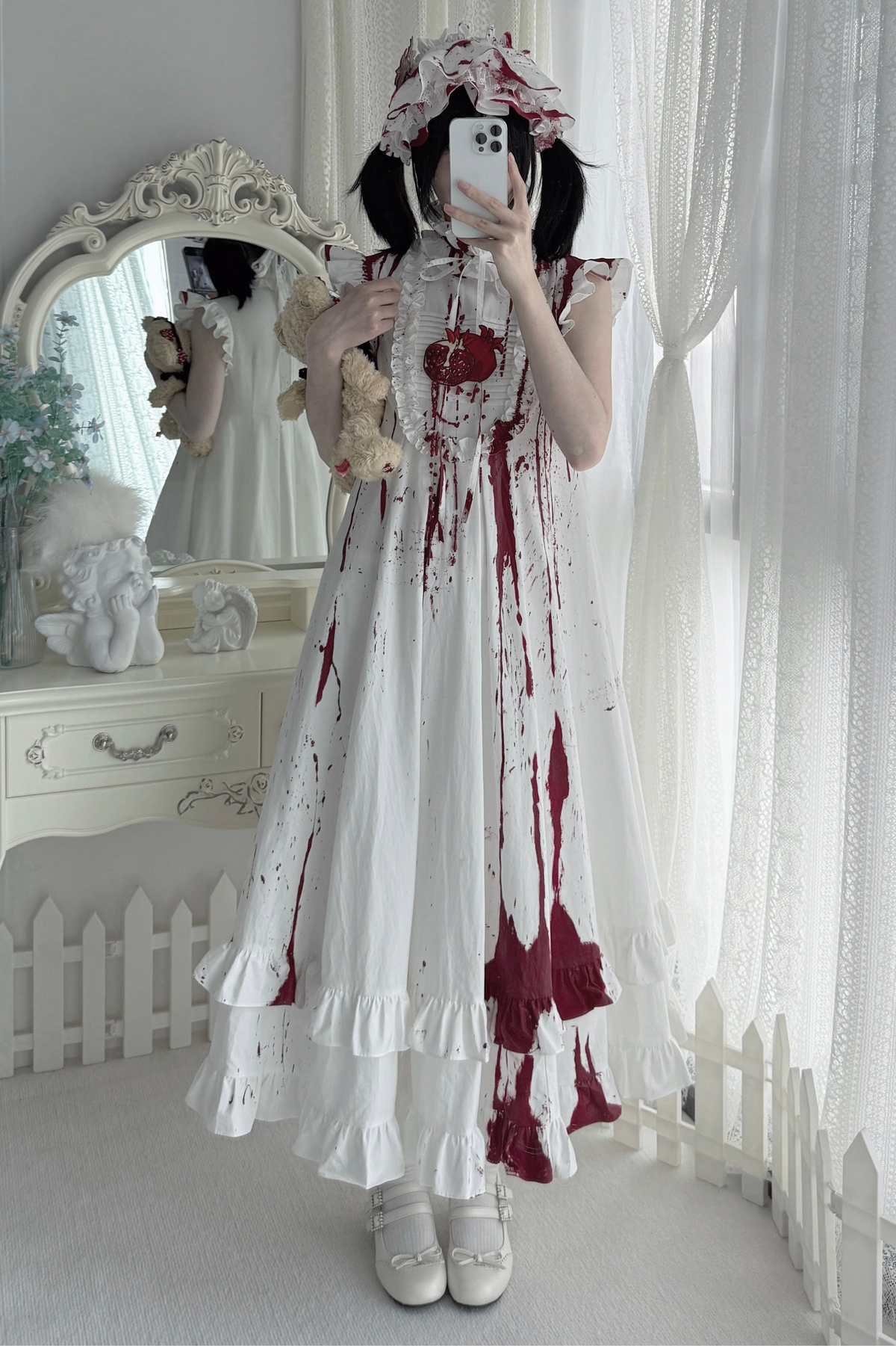 Pure Blood Lolita Dress + Headband + Brooch + Hat