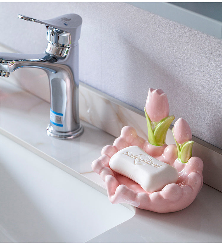 Cute flower ceramic soap box