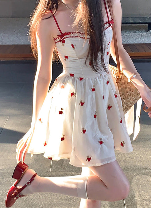 French Red Rose Suspender Dress